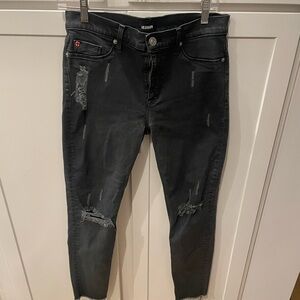 Hudson Midrise Jeans Dark Gray Distressed Skinny Jeans